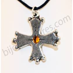 Bijou solaire Croix CO orange