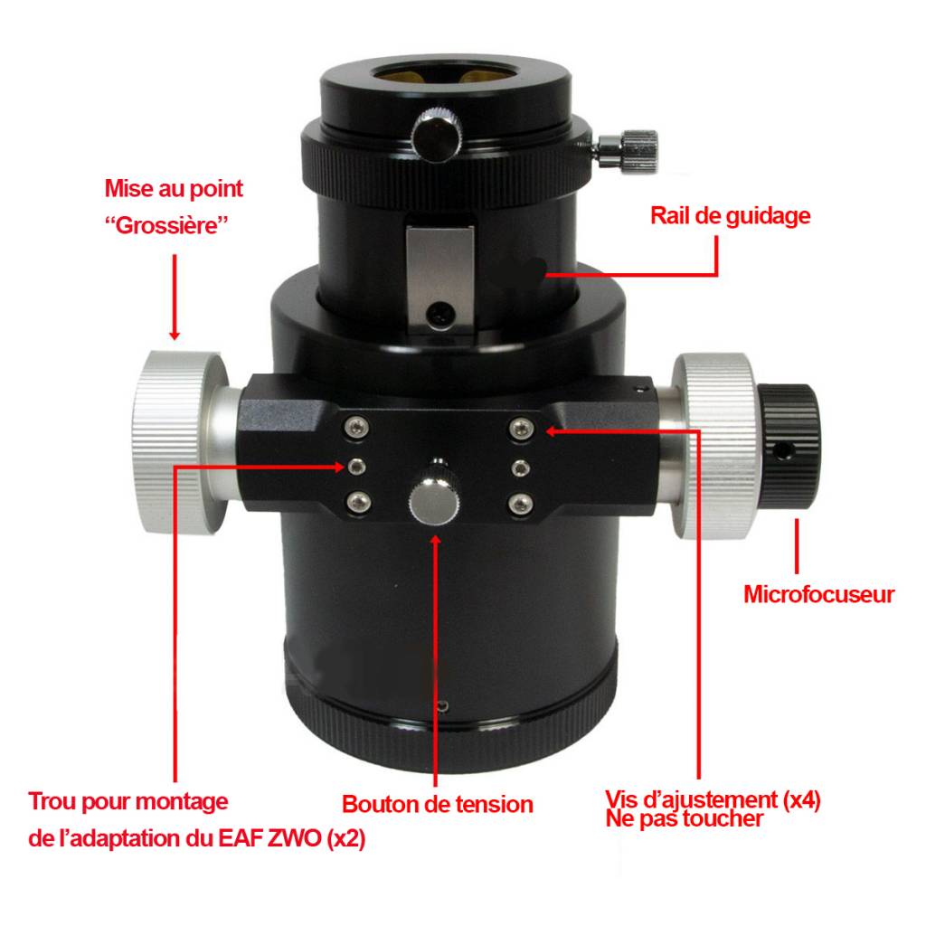 Omegon Système De Focalisation Crayford Hybride 50,8mm (2'') SC Double Vitesse - Mise Au Point Précise Pour Télescopes Schmidt-Cassegrain