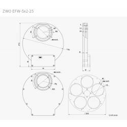 Roue à filtres ZWO EFW - Filtres 5 x 50,8 mm ou 5 x 50 mm non montés
