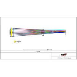 Lunette ZWO Apochromatique FF70 70mm F/7 Quadruplet - Focuseur rotatif Rack&Pinion 2.4"