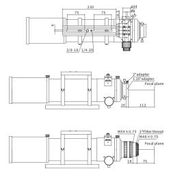 Lunette ZWO Apochromatique FF90 90mm F/6,8 Quadruplet - Focuseur rotatif Rack&Pinion 3"